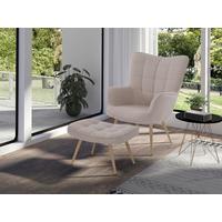 Sesselset Uta Sandfarben Webstoff - Sandfarben/Eichefarben, Basics, Textil/Metall (72/97/80cm) - MID.YOU