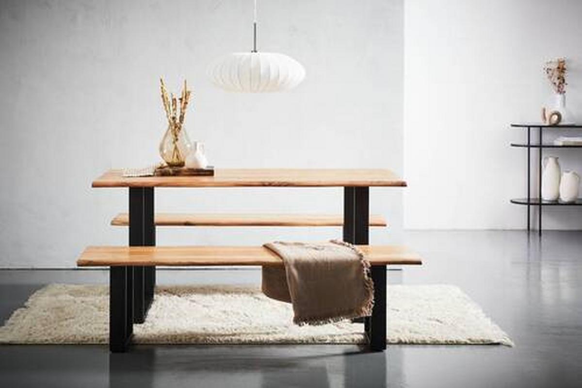 STÓŁ DO JADALNI RUNNER 2 - kolor akacjowy/czarny, Basics, metal/drewno (120/80/76cm) - MID.YOU