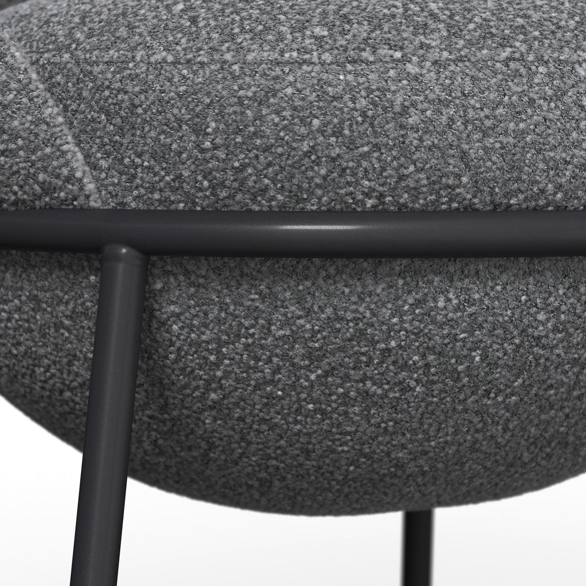 Armlehnstuhl Zoa Grau Struktur Gepolstert - Schwarz/Grau, MODERN, Holz/Textil (57/85/61cm) - Bessagi Home