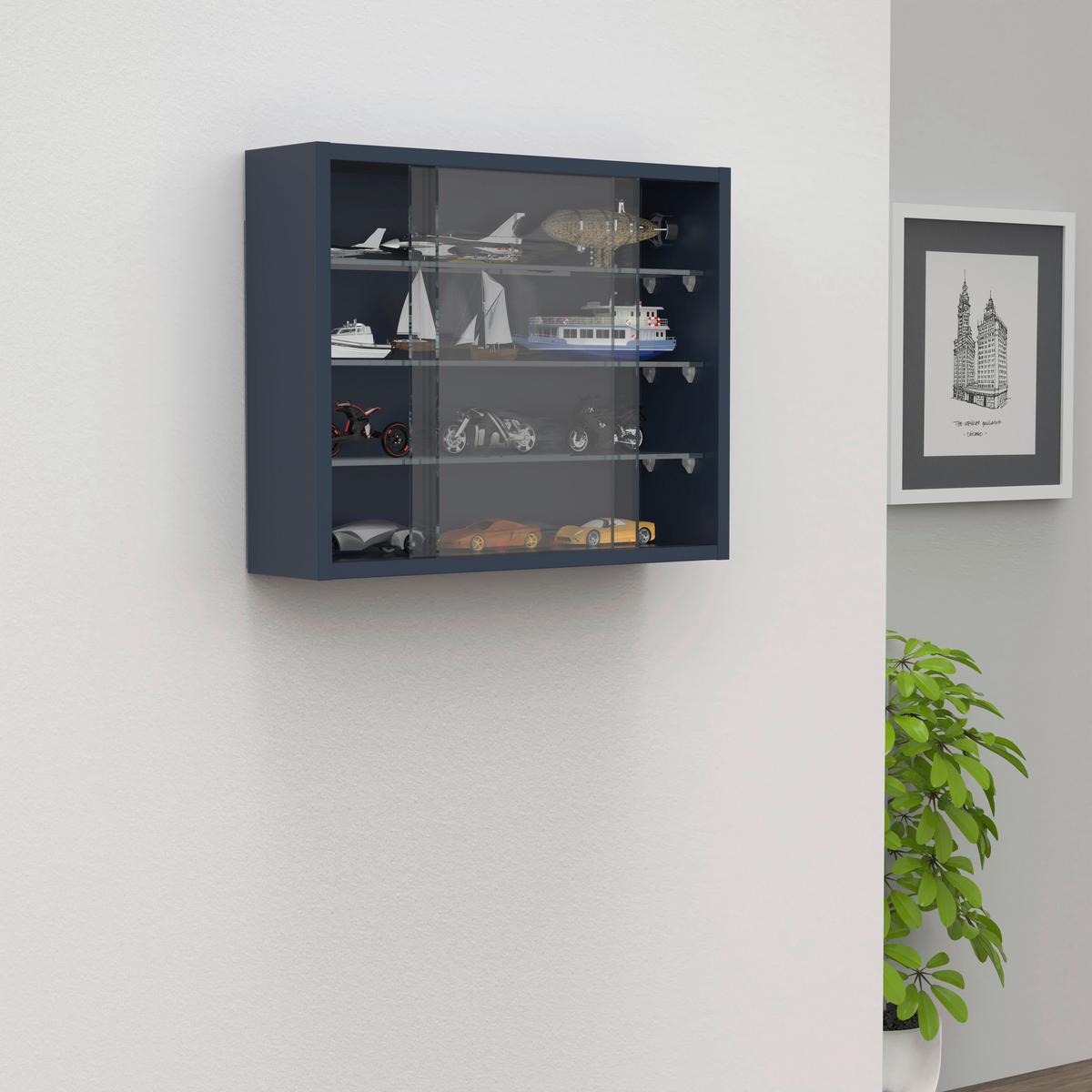 HÄNGEVITRINE DRIVALO S - Transparent/Anthrazit, Design, Glas/Holzwerkstoff (50/40/12cm) - MID.YOU