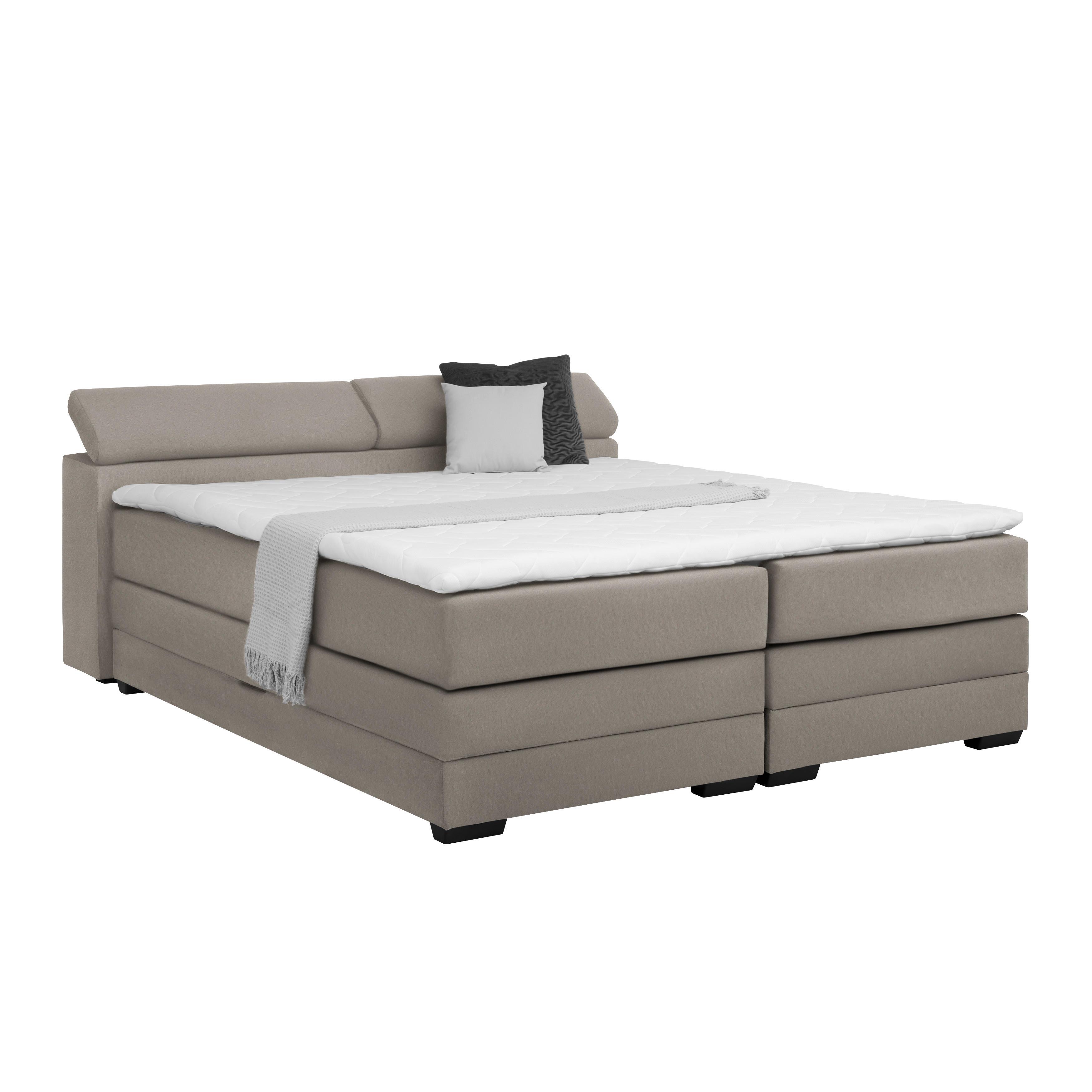 Boxspringbett Sevilla Graubraun ca. 180x200cm - Graubraun/Schwarz, KONVENTIONELL, Holz/Kunststoff (180/200cm) - Premium Living
