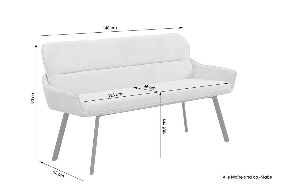 SITZBANK RICO - Taupe/Schwarz, MODERN, Textil/Metall (140/90/62cm) - MID.YOU