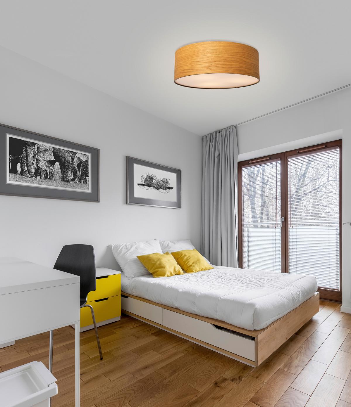 LAMPA SUFITOWA ANNABELL - kolor dębowy/biały, Design, tworzywo sztuczne/metal (37/13cm) - Novel