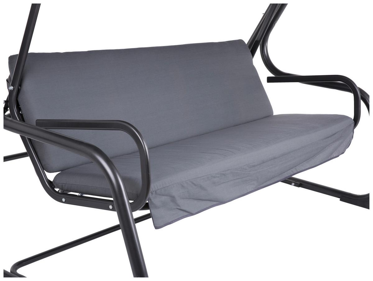 Hollywoodschaukel ca. 132x171x209 cm Anthrazit - Anthrazit, Basics, Textil/Metall (132/171/209cm) - Gardenson