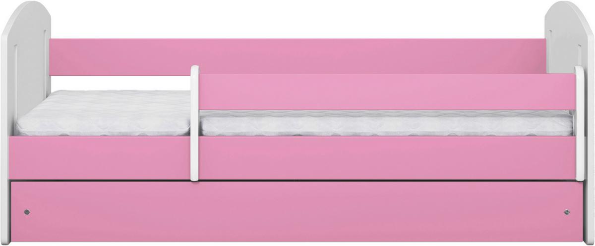 Otroška Postelja Classic 2, Bela, Roza, 80x180cm - pink/bela, Moderno, tekstil/leseni material (80/180cm) - MID.YOU
