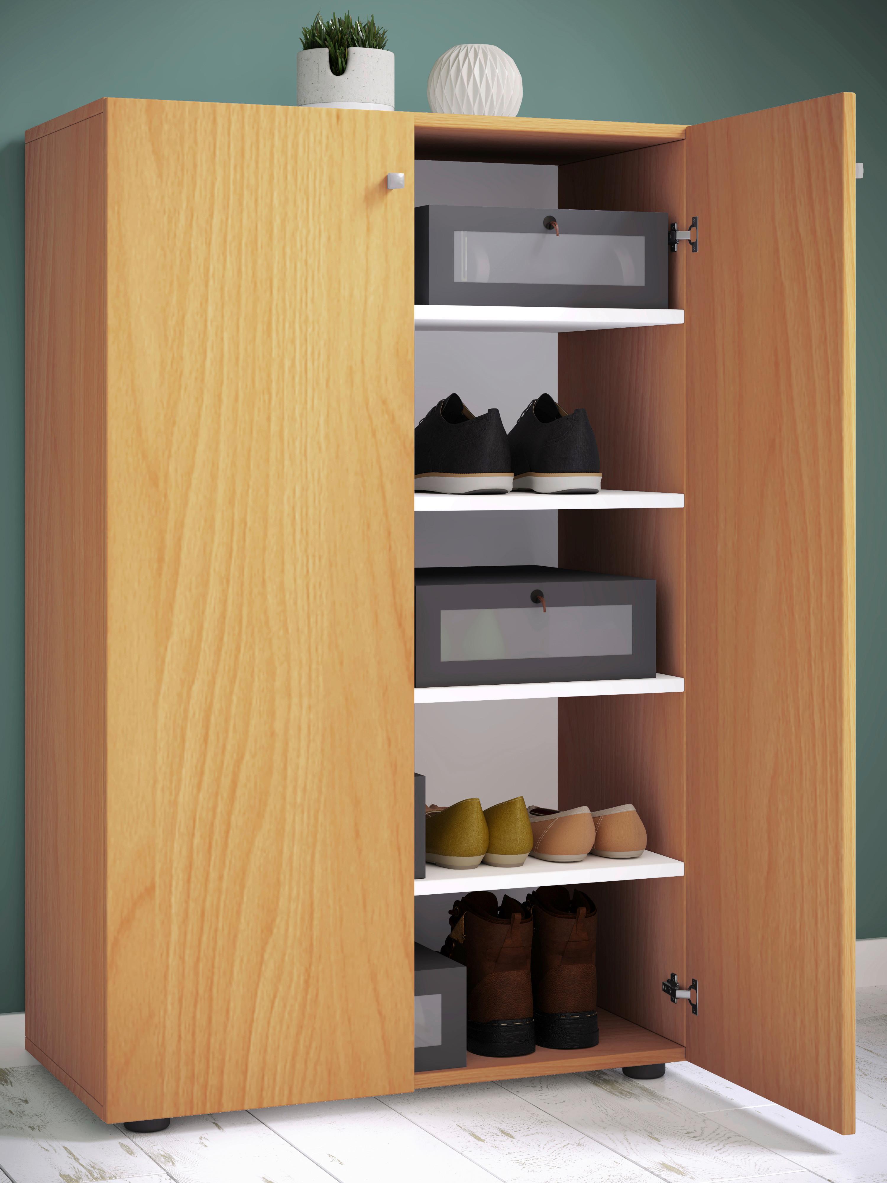 Schuhrschrank Lona XL ca.70x110x39cm Buchefarben - Buchefarben/Schwarz, KONVENTIONELL, Holzwerkstoff/Kunststoff (70/110/39cm) - MID.YOU