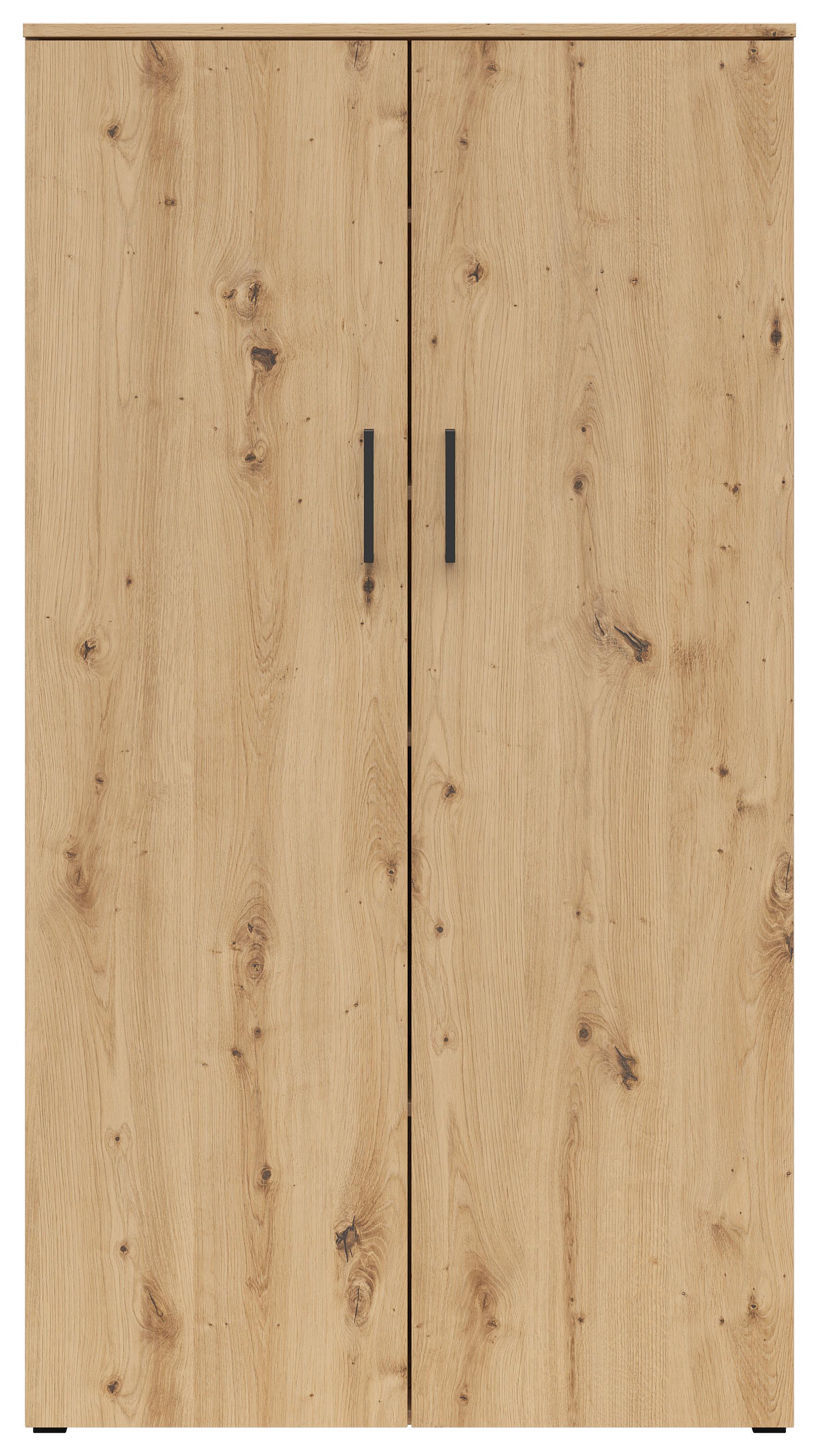 Schrank Multistauraum Eiche Artisan - Schwarz/Eiche Artisan, MODERN, Holzwerkstoff/Kunststoff (80/147/40cm) - Mömax