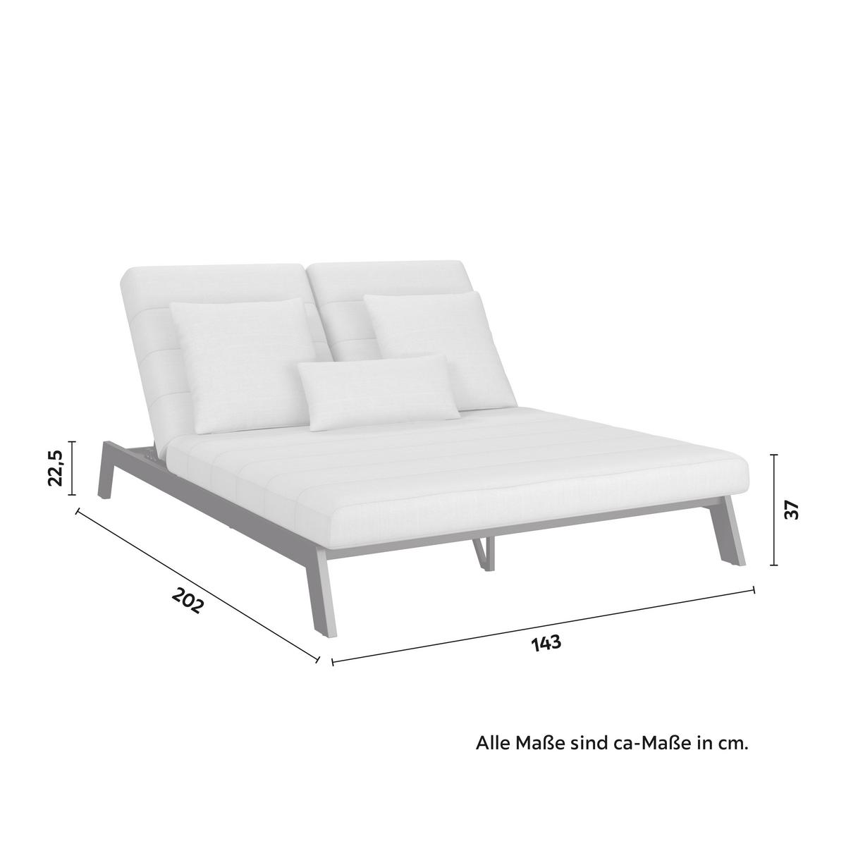 Gartenliege Nouri Hellgrau Metall/Textil - Hellgrau, MODERN, Textil/Metall (202/37/143cm) - Bessagi Garden