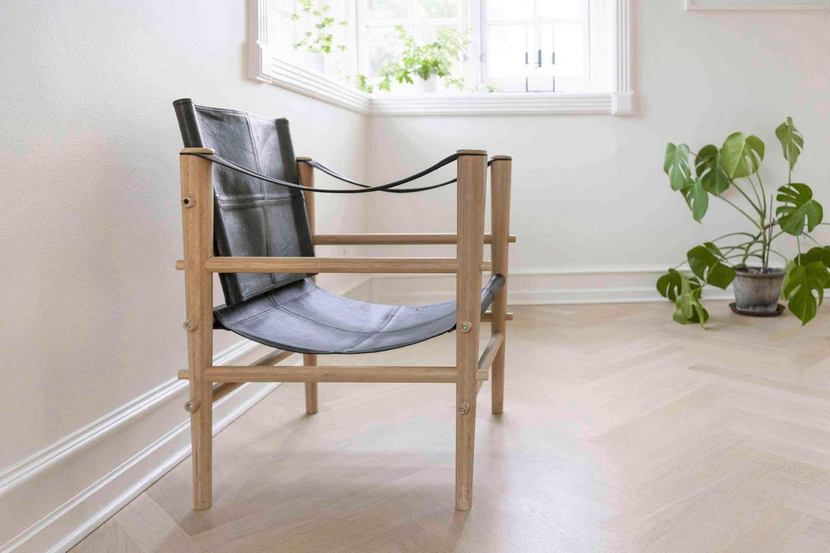 Sessel Noble 3155028 - Schwarz/Naturfarben, Romantik / Landhaus, Leder/Holz (59/79/61cm) - MID.YOU
