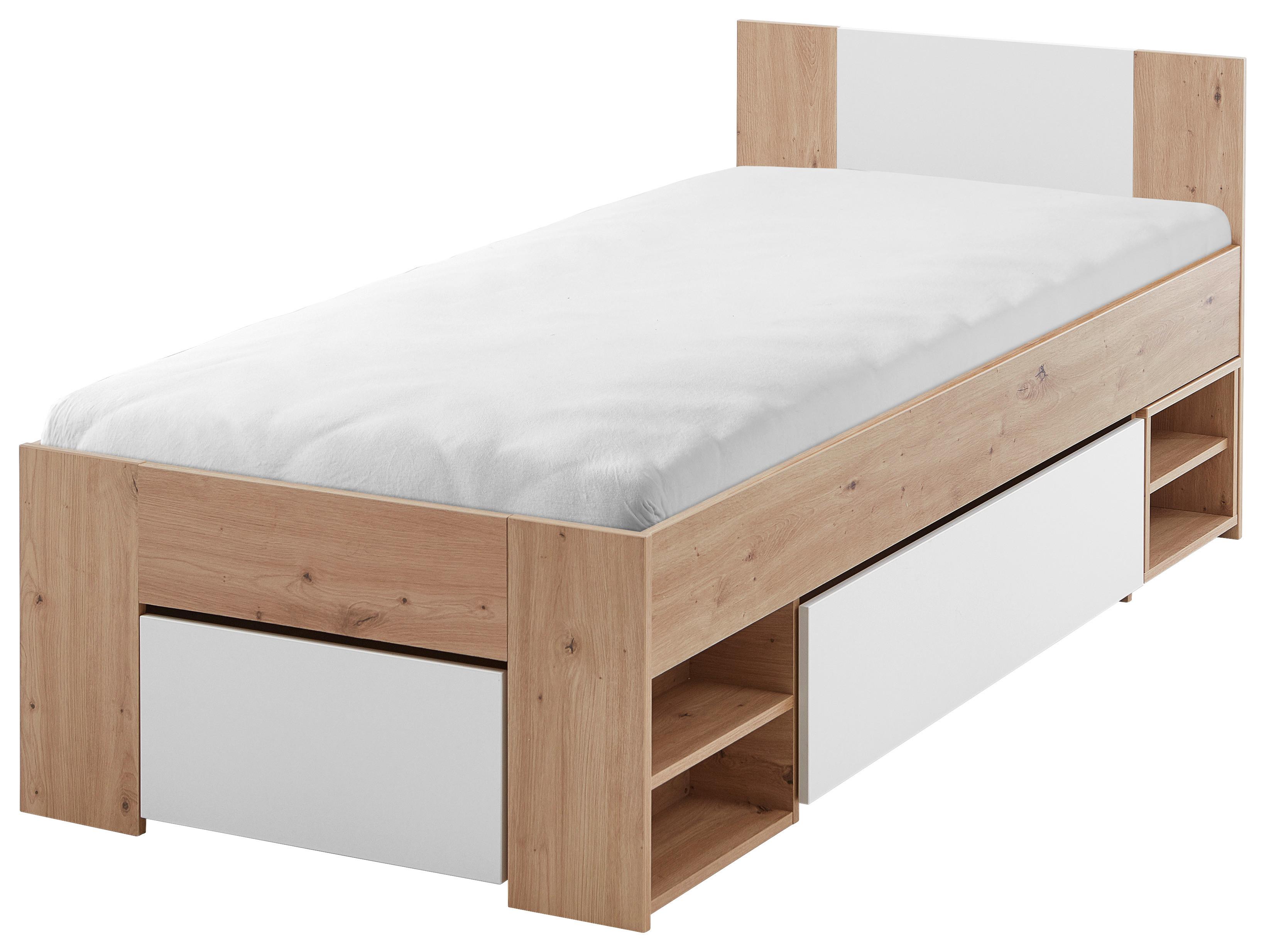 Postelja Azurro 2-90 - bela/hrast artisan, Moderno, leseni material (90/200cm) - Mömax