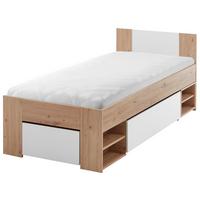 Postelja S Predalom Azurro 2-90 - bela/hrast artisan, Moderno, leseni material (90/200cm) - Mömax