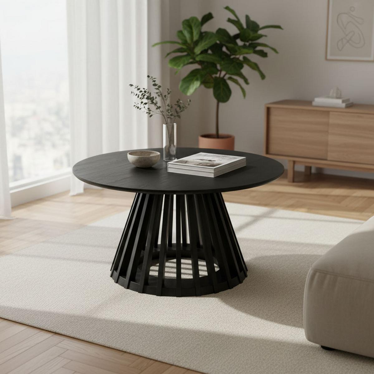 Couchtisch Ennio Schwarz MDF rund - Schwarz, MODERN, Holz/Holzwerkstoff (80/40cm) - Bessagi Home