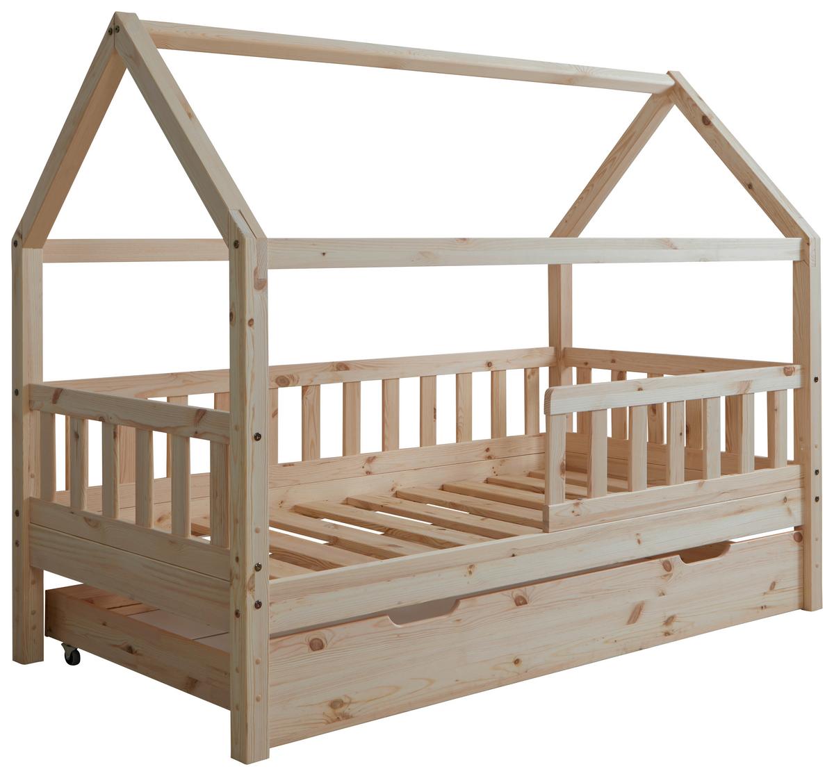 Hausbett Kay ca. 80x160 cm Kiefer Natur - Naturfarben, MODERN, Holz/Textil (80/160cm) - MID.YOU