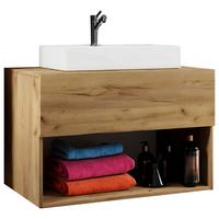 Kombiniran Umivalnik Lendas, Hrast - bela/medeni hrast, Moderno, leseni material/keramika (80cm) - MID.YOU