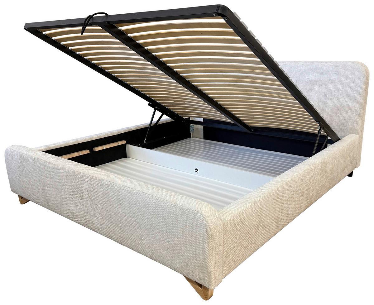 Oblazinjena Postelja Flamingo, Biserna Barva, 180x200cm - svetlo rjava/črna, Moderno, kovina/umetna masa (180/200cm) - MID.YOU