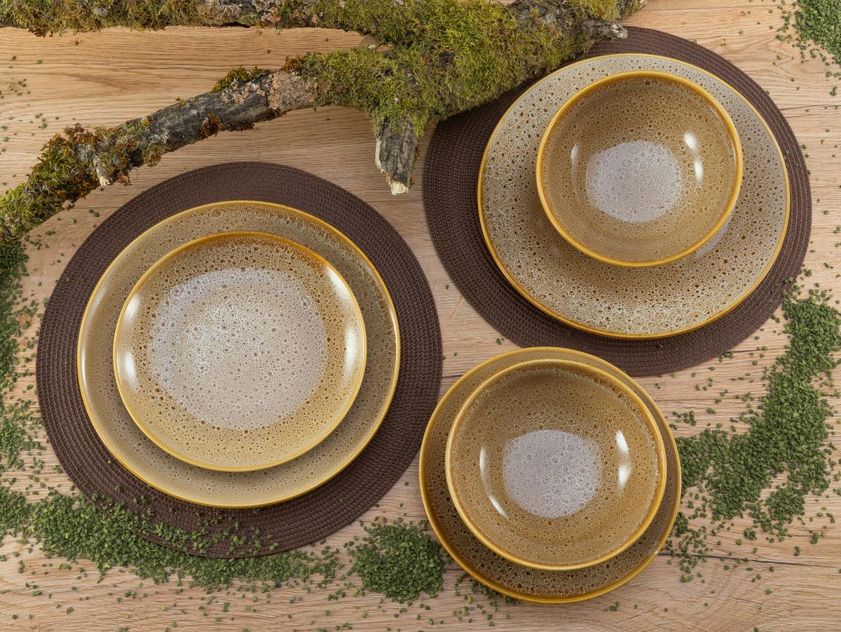 Tafelservice Cognac, 12-teilig - Cognac, Keramik - Creatable