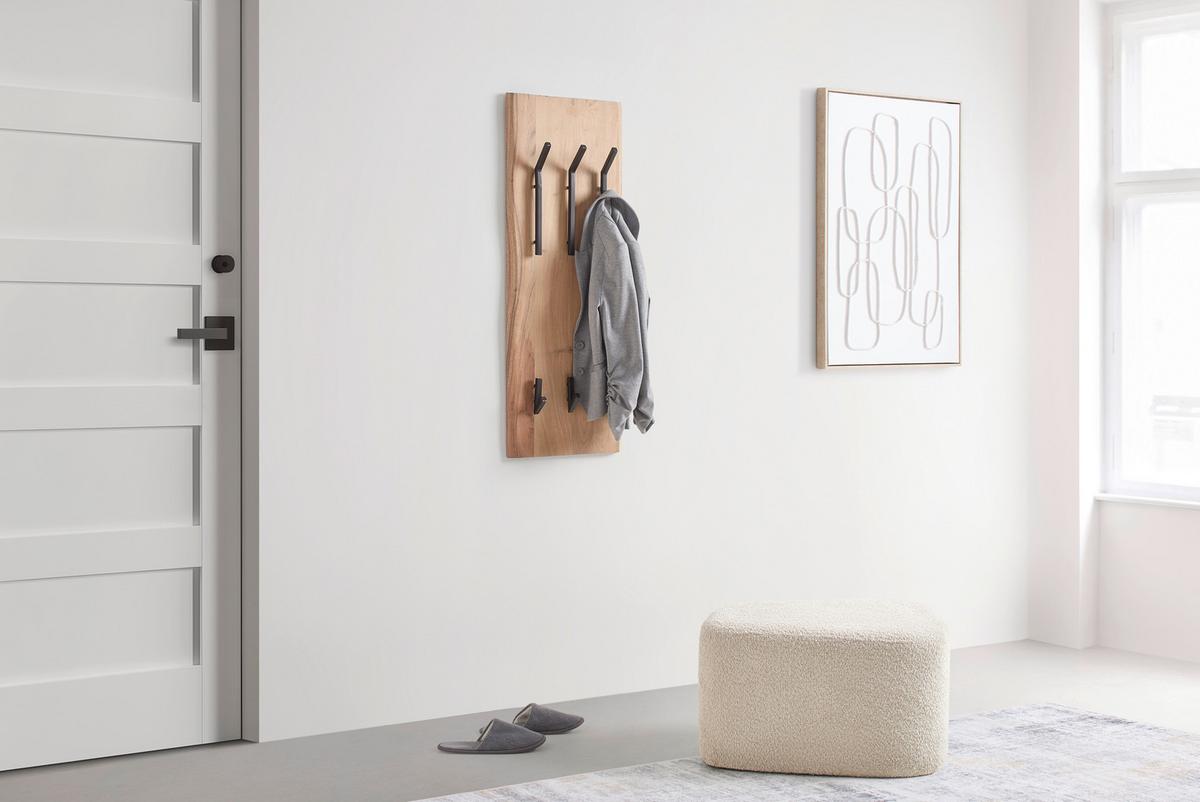 Wandgarderobe Rivera 6 Schwarz/Akaziefarben - Schwarz/Akaziefarben, KONVENTIONELL, Holz/Metall (36/100/12cm) - Mömax