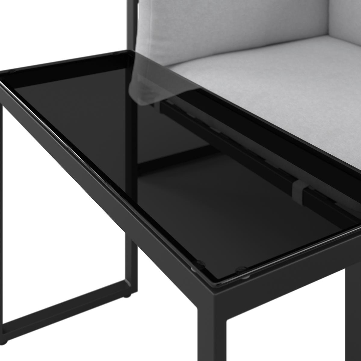 Loungegarnitur Valentina Hellgrau Metall/Textil/Glas - Hellgrau/Schwarz, Modern, Glas/Textil (90/65/74cm) - Bessagi Garden