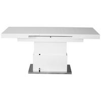 Couchtisch 2in1 in Weiß ca. 133-170x51-77x80cm - Edelstahlfarben/Weiß, MODERN, Holzwerkstoff/Metall (133-170/80/51-77cm) - Based