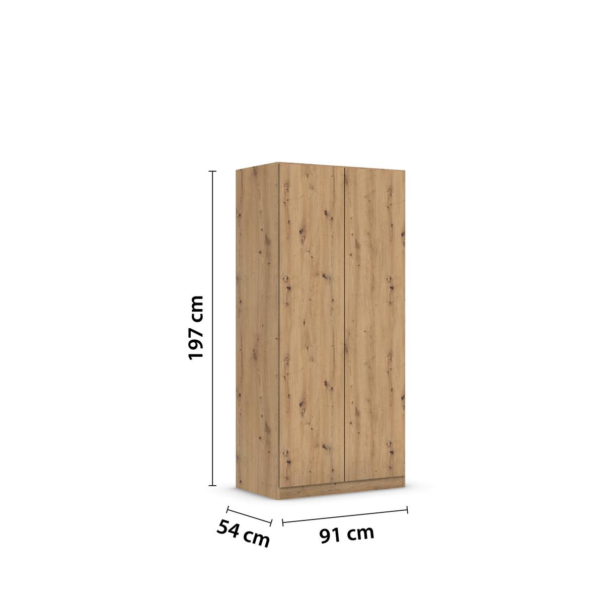 Drehtürenschrank COSTA ca.91x197x54cm Eiche Artisan - Eiche Artisan, MODERN, Holzwerkstoff (91/197/54cm) - Rauch Möbel