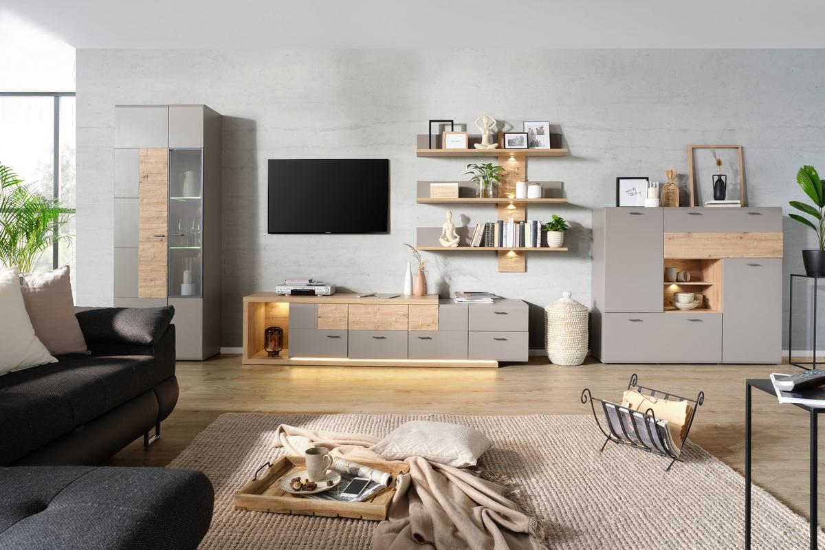 TV-Element Split One in Eichefarben - Eichefarben/Grau, MODERN, Holzwerkstoff (215/52/48cm) - Mömax