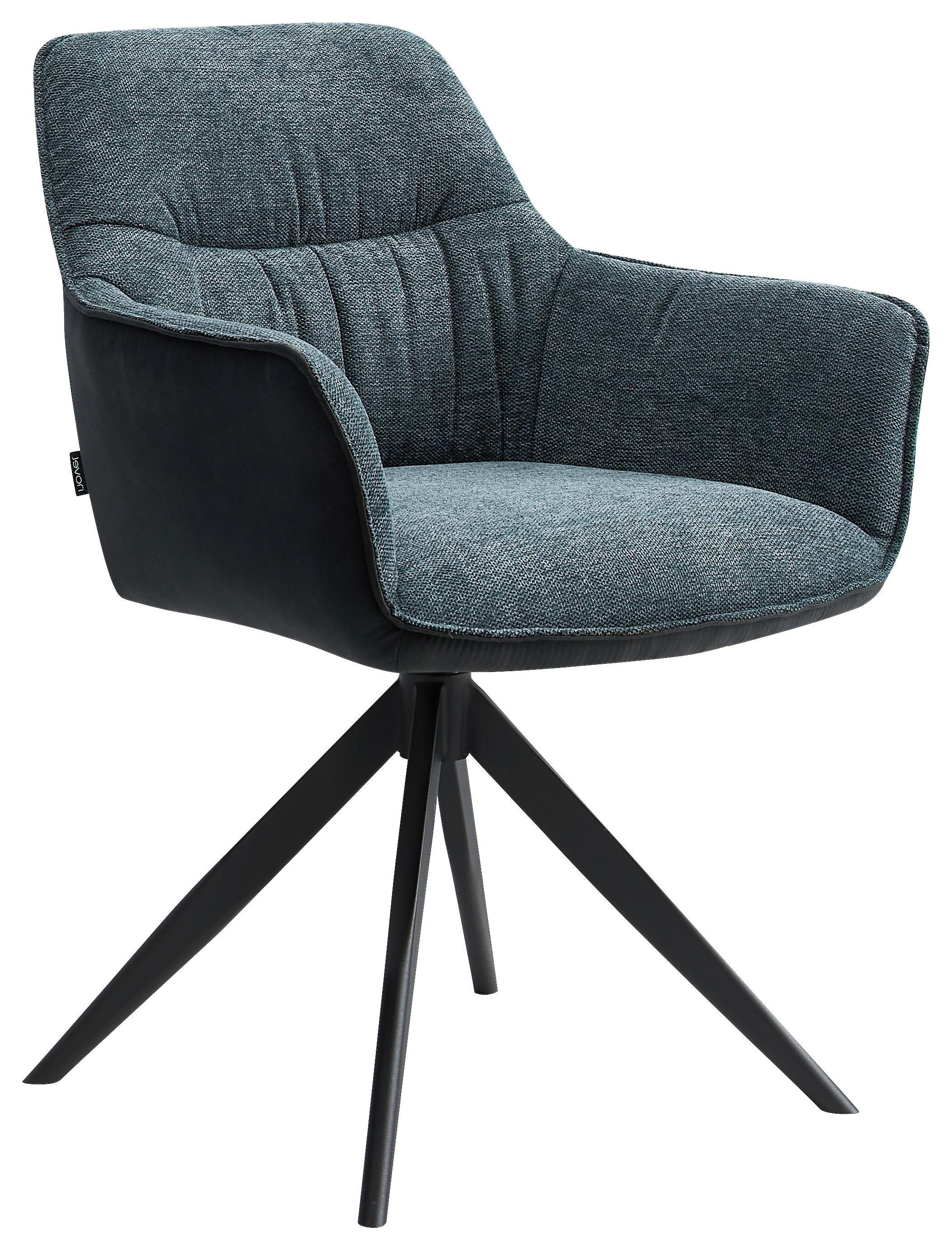 KRZESŁO Z PODŁOKIETNIKAMI AKITA - niebieski/czarny, Design, metal/tkanina (61.5/83.5/63cm) - Novel