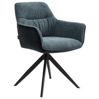 KRZESŁO Z PODŁOKIETNIKAMI AKITA - niebieski/czarny, Design, metal/tkanina (61.5/83.5/63cm) - Novel