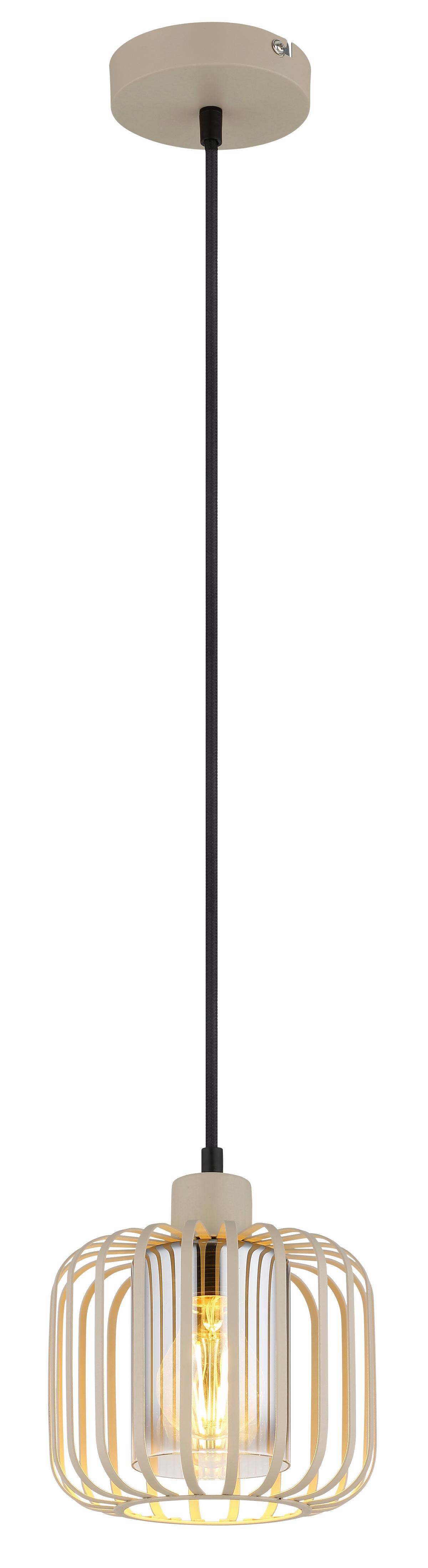 HÄNGELEUCHTE 15758H GREYS - Sandfarben/Klar, Design, Glas/Textil (18/120cm) - Globo