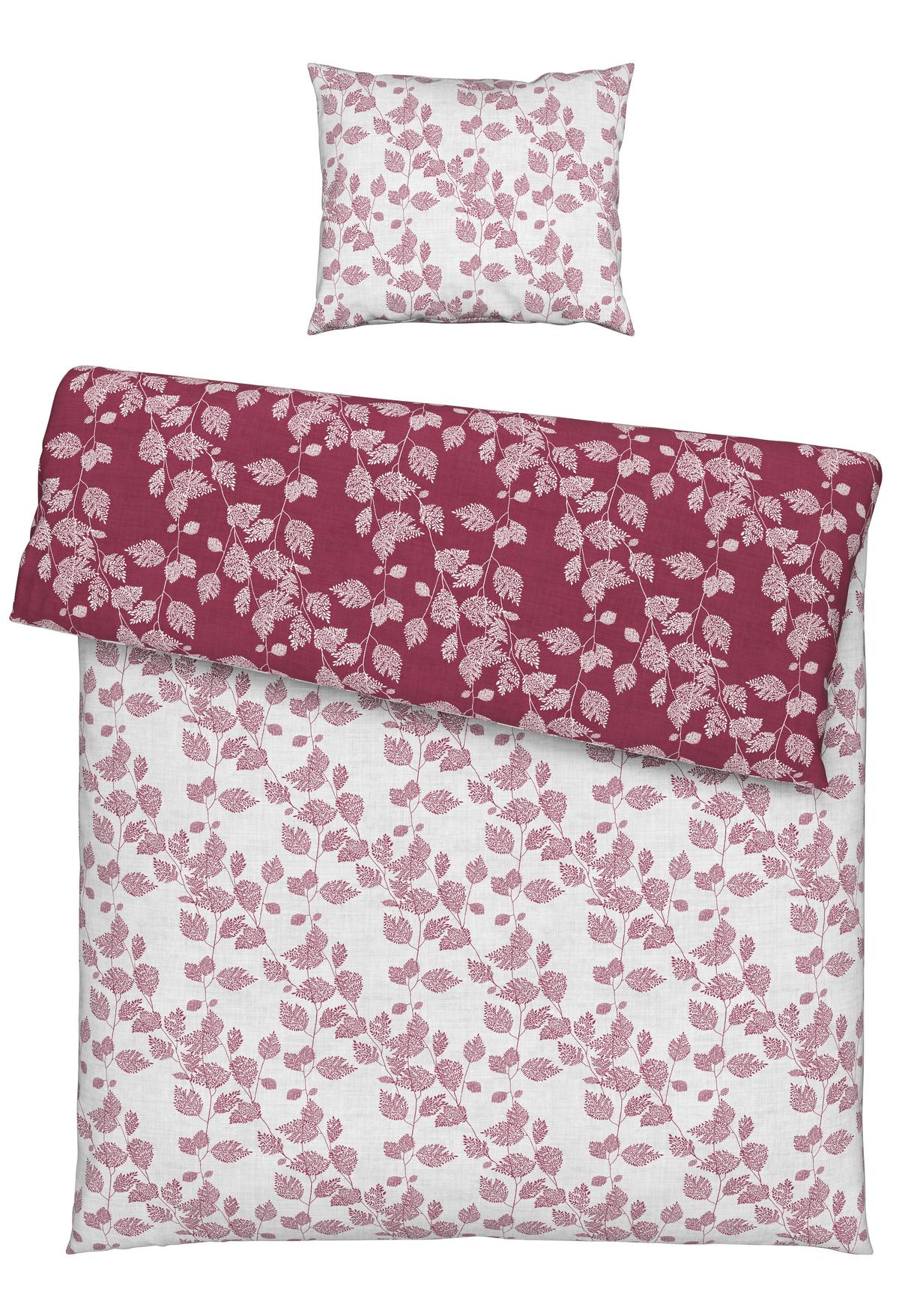 Bettwäsche Mathilda Wende in Weiss/Weinrot ca. 160x210cm - Weiss/Weinrot, Modern, Textil (160/210cm) - Modern Living