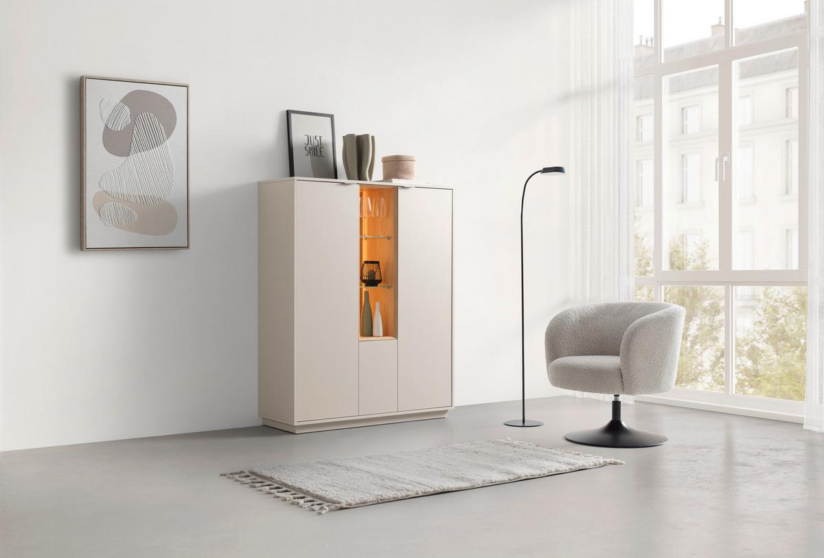 Highboard Velasca Eichefarben/Kaschmir - Kaschmir/Eichefarben, MODERN, Glas/Holzwerkstoff (116,4/95,4/40cm) - Premium Living