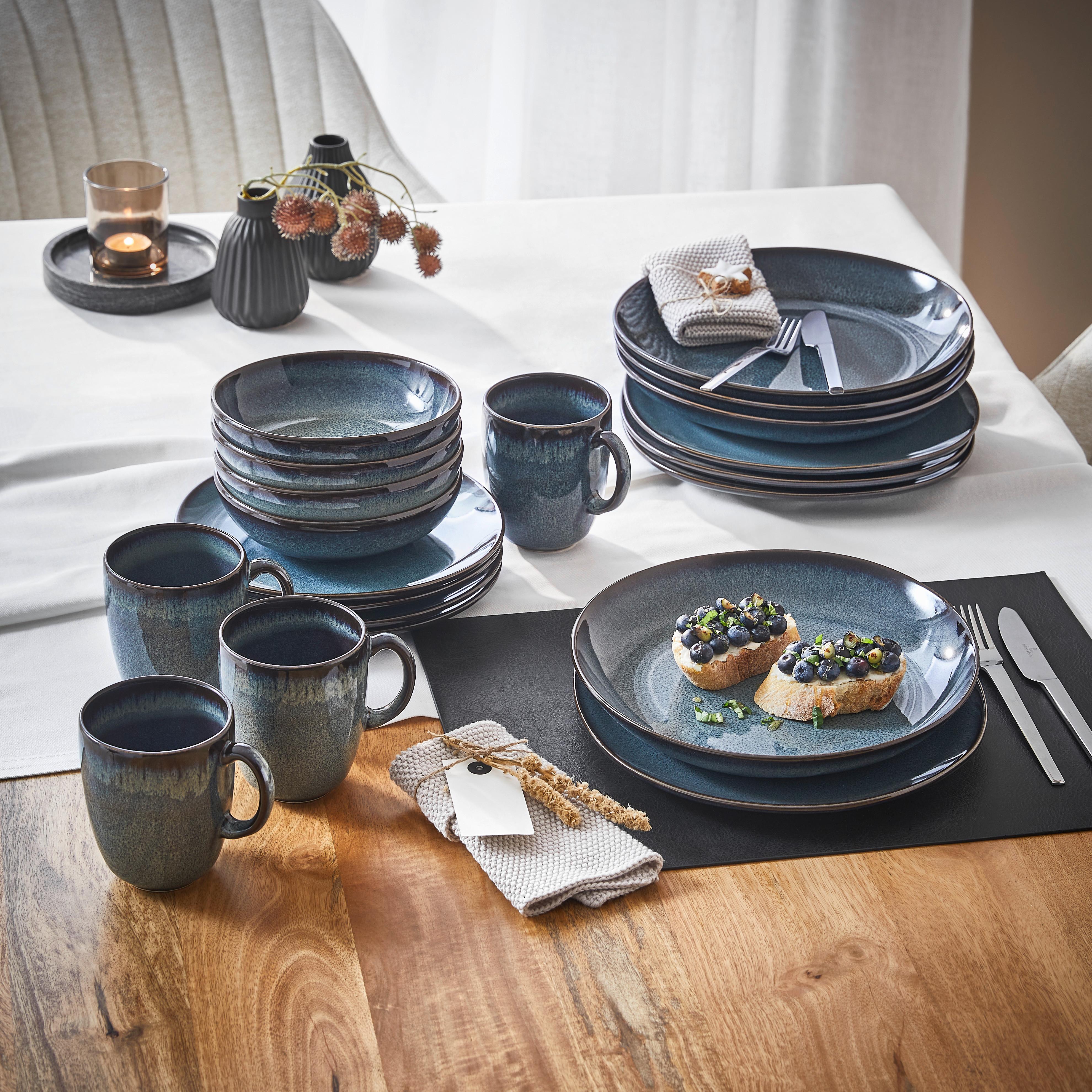 SERWIS ŚNIADANIOWY LAVE GRIS VILLEROY & BOCH - ciemnoszary, Basics, ceramika (34,5/19,4/32cm) - Villeroy & Boch