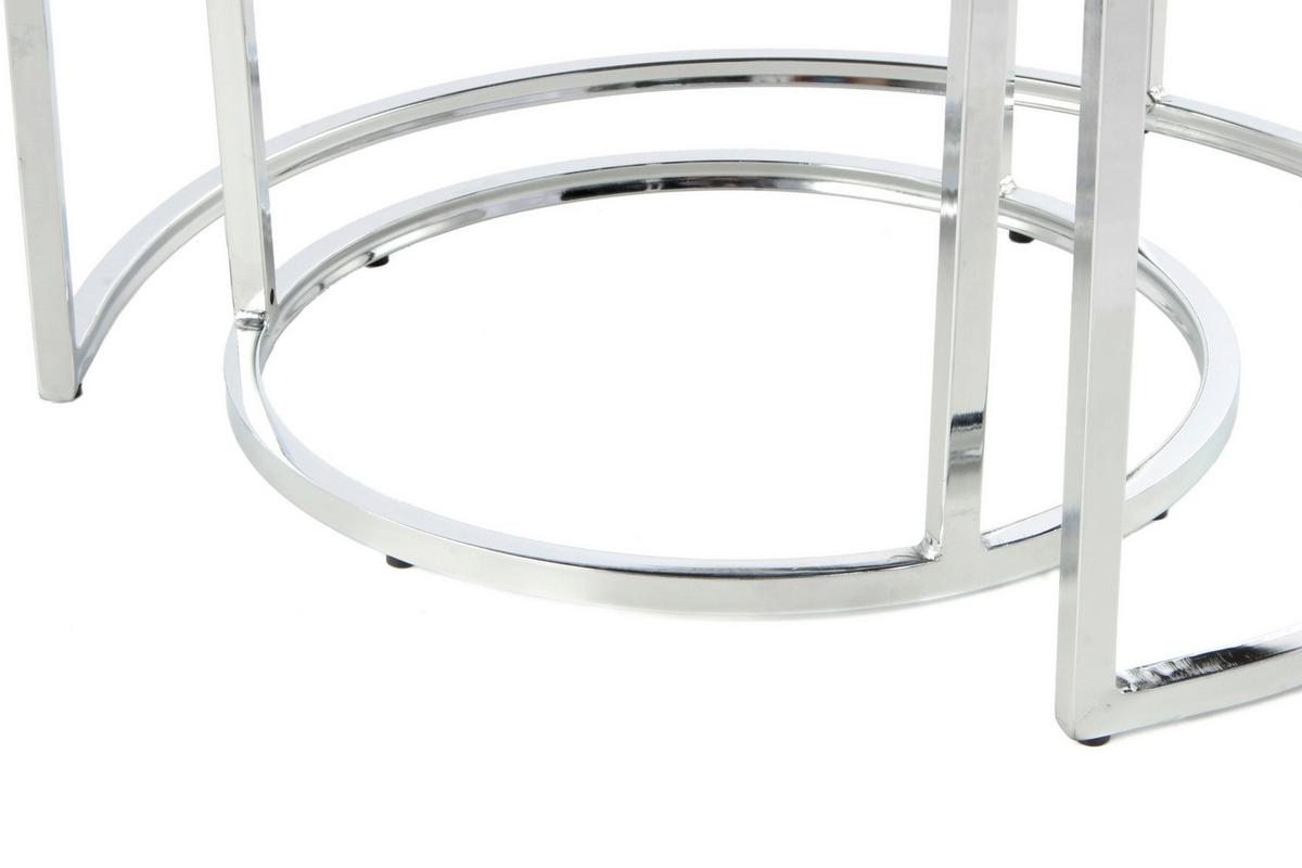 HOCKERSET MYLA 100 - Silberfarben/Grau, Design, Textil/Metall (40+60cm) - Kayoom