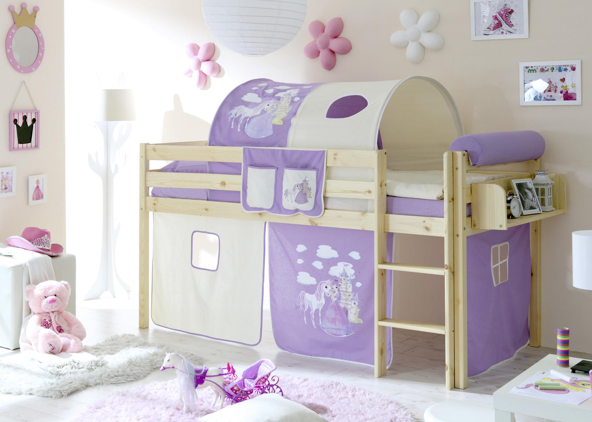 Spielbett Holz Malte ca. 90x200 cm Lila - Beige/Lila, Natur, Holz (90/200cm) - MID.YOU