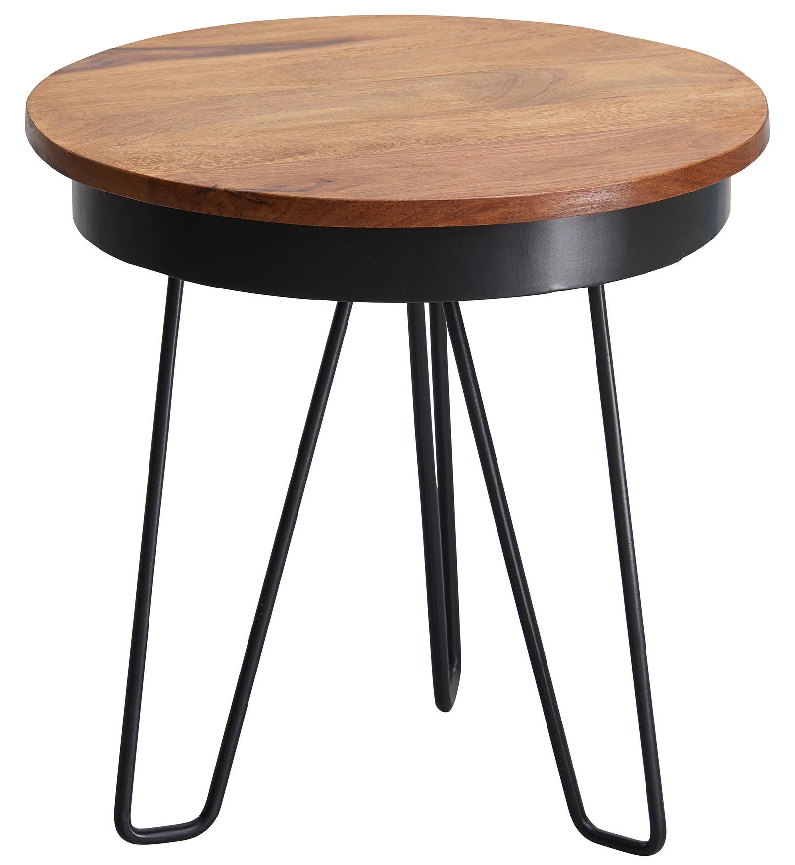 Kisasztal Mid.you - fekete/sheesham, Design, fa/fém (43/43/45cm) - MID.YOU