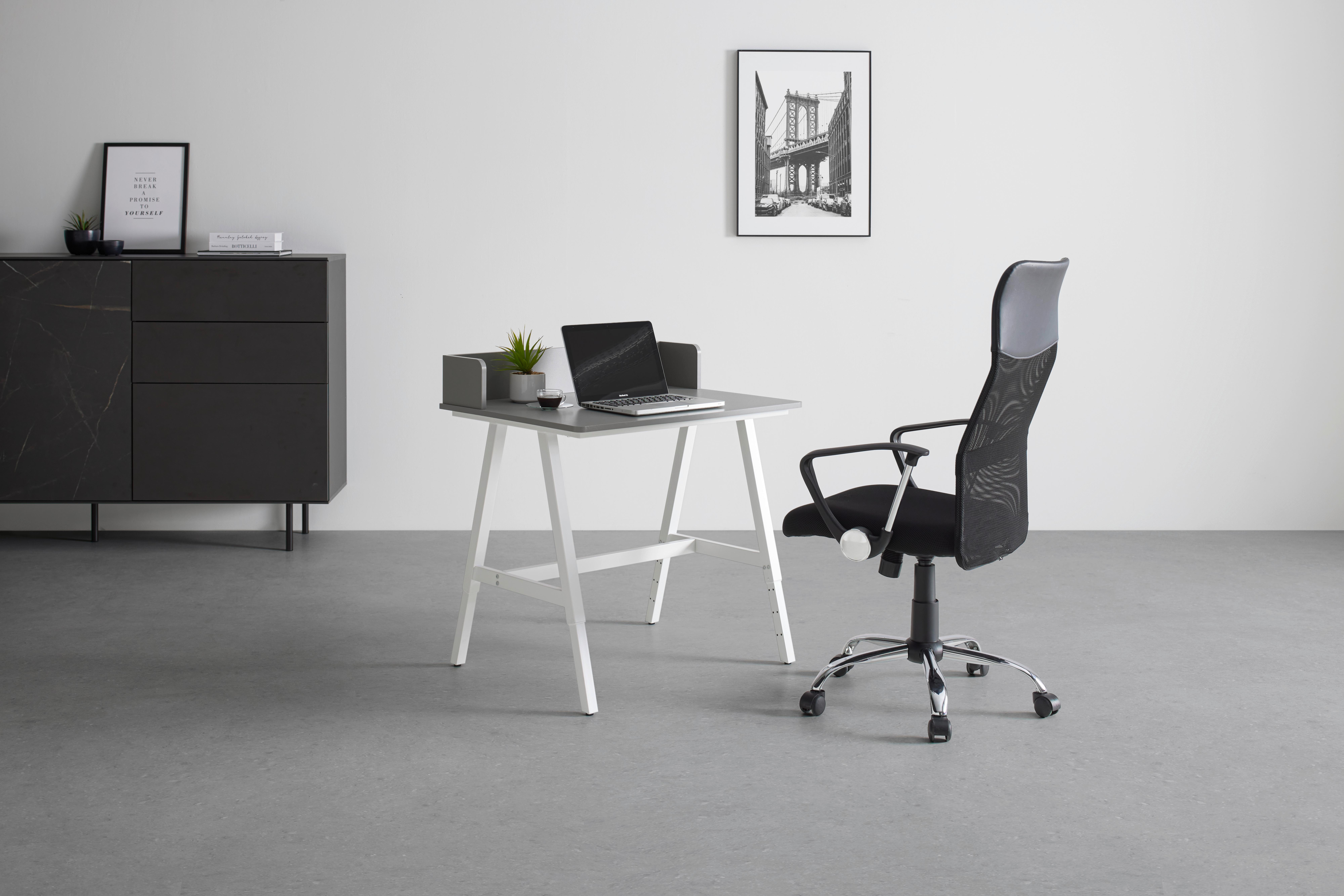 Schreibtisch Emmelie Grau/Weiß - Weiß/Grau, MODERN, Holzwerkstoff/Metall (80/54-85/60cm) - Mömax