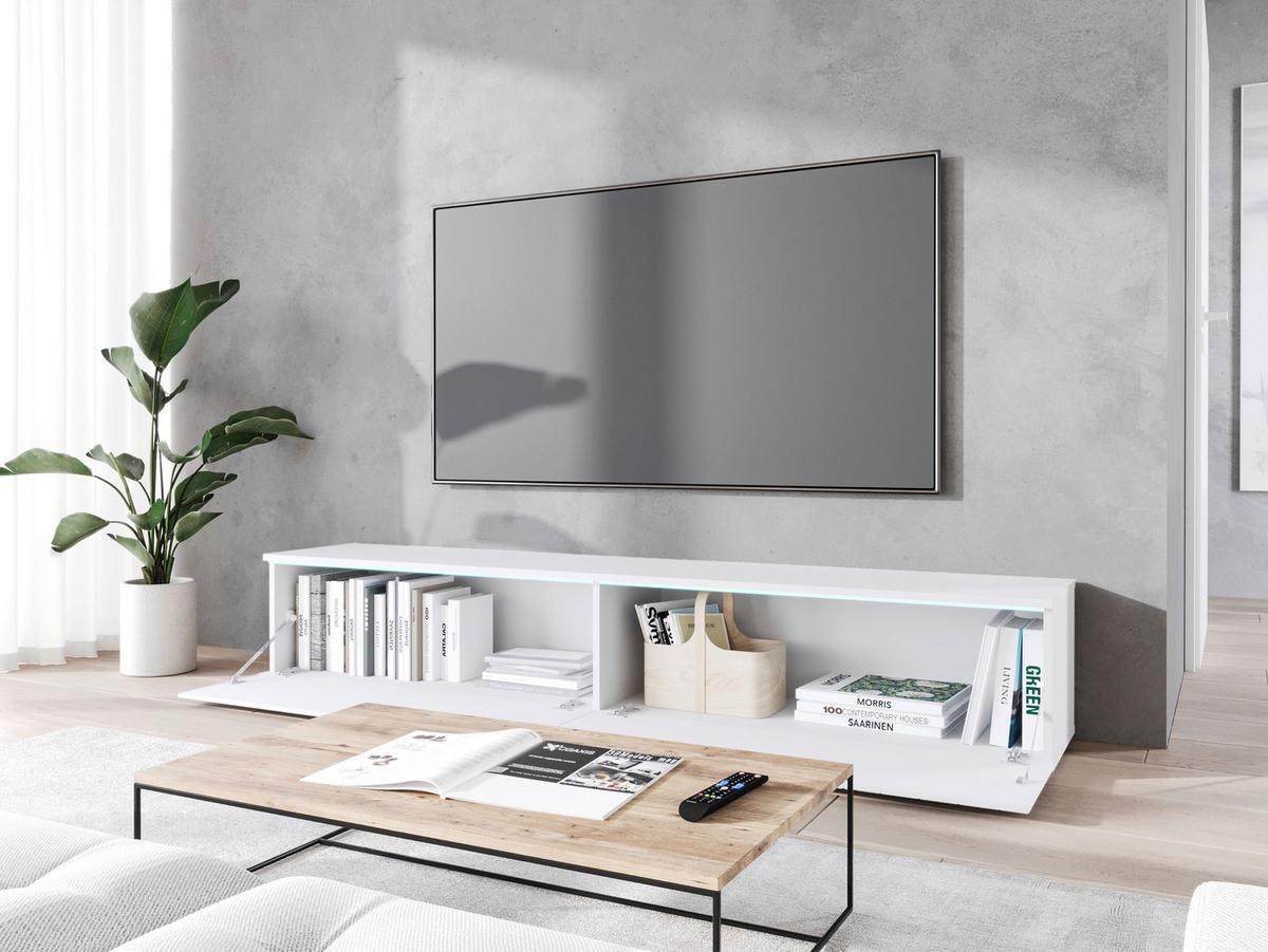 LOWBOARD D180 WEISS B: 180 CM - Weiss/Grau, Lifestyle, Holzwerkstoff/Kunststoff (180/30/33cm) - P & B