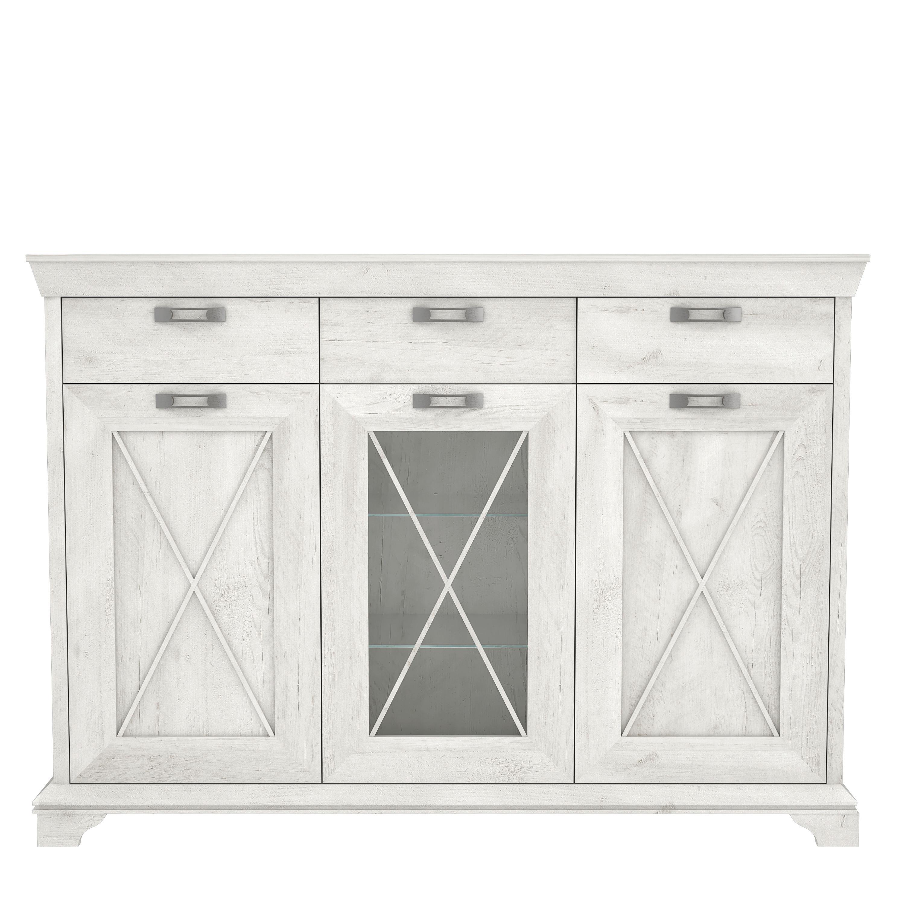 Vitrina Kashmir - bijela/srebrne boje, Konvencionalno, staklo/drvni materijal (177,7/127,7/48,3cm) - Premium Living