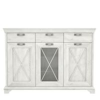 Vitrina Kashmir - bijela/srebrne boje, Konvencionalno, staklo/drvni materijal (177,7/127,7/48,3cm) - Premium Living