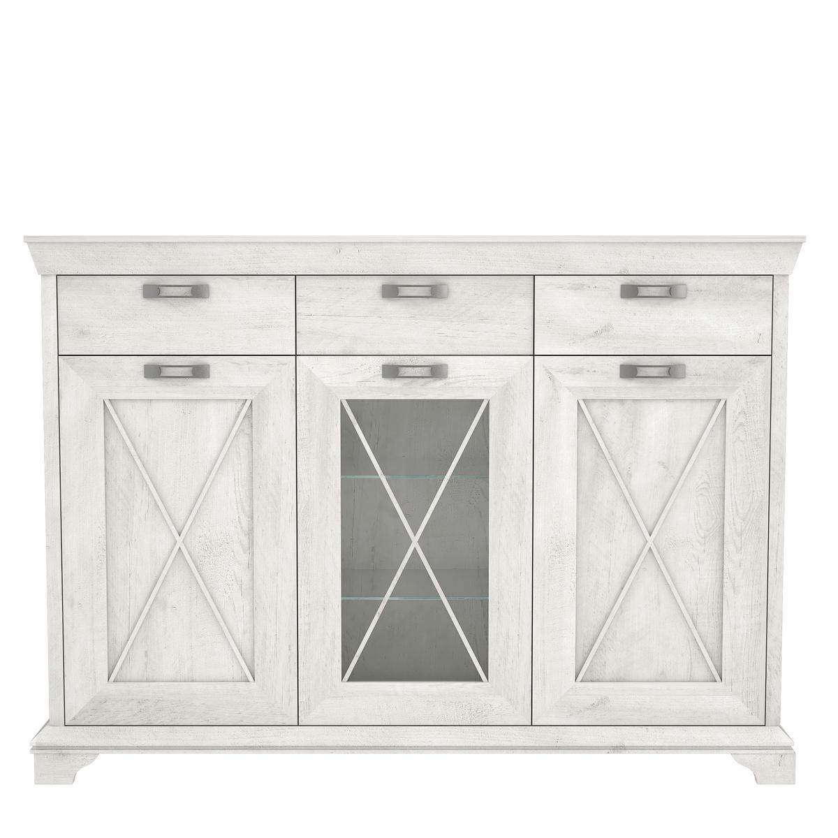 Vitrina Kashmir - bijela/srebrne boje, Konvencionalno, staklo/drvni materijal (177,7/127,7/48,3cm) - Premium Living