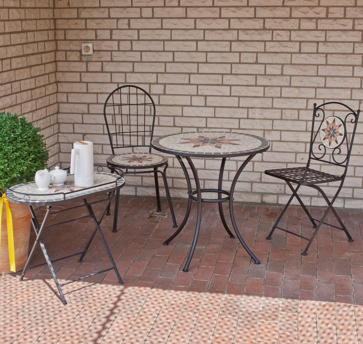 GARTENSTUHL 875336 - Multicolor/Schwarz, MODERN, Keramik/Metall (39/89,5/49,5cm) - Siena Garden