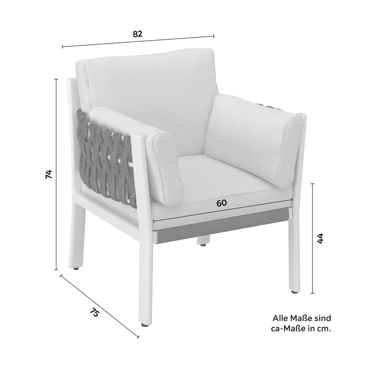 DINING-LOUNGESET ELISA - Weiss/Dunkelgrau, Modern, Kunststoff/Textil (238/74/75cm) - Bessagi Garden