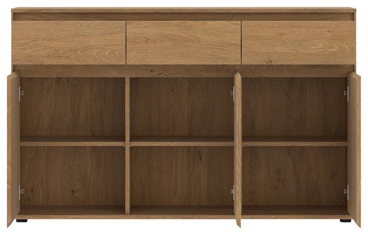 Komoda Calzado - boje hrasta/crna, Moderno, drvni materijal/plastika (137/85/35cm) - Modern Living