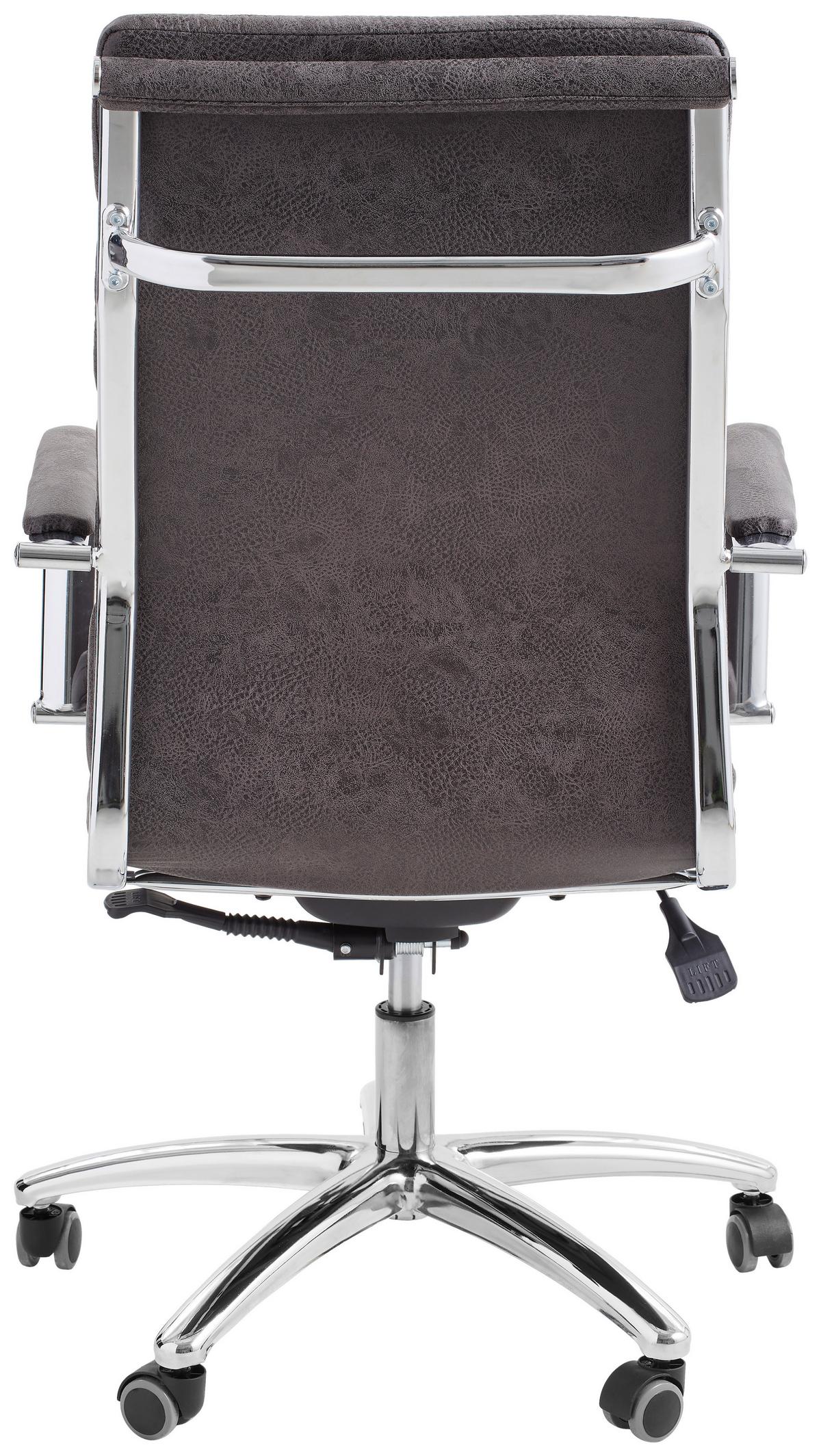 FOTEL SZEFA TOMMASO - antracytowy/kolor chromowy, Konventionell, metal/tkanina (67/107-115/67cm) - Cantus