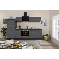 Küchenzeile mit Geräte Grau B: ca. 270 cm - Eichefarben/Alufarben, KONVENTIONELL, Holzwerkstoff/Metall (270cm) - Respekta