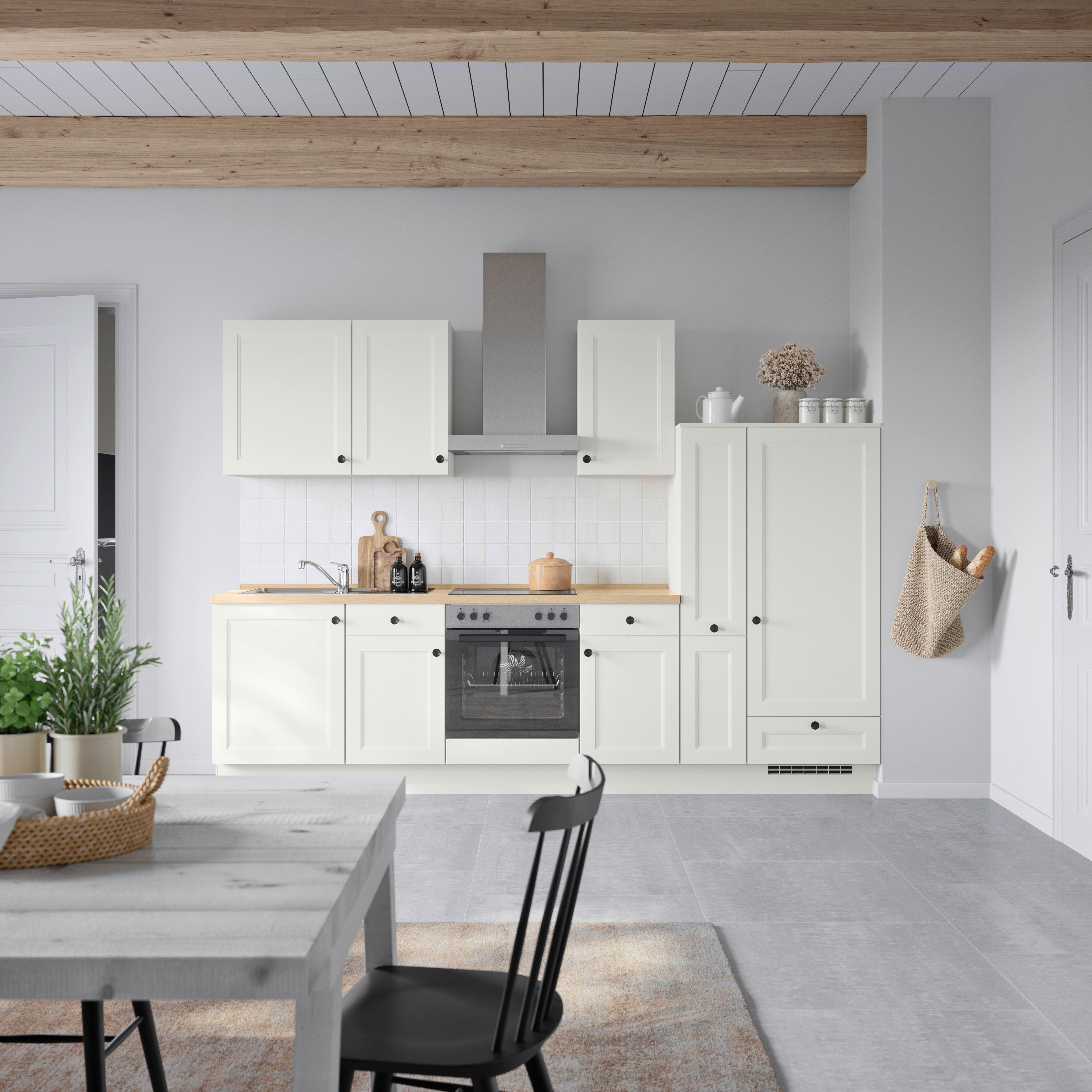 Küchenblock Cascada Low m. Geräten Weiß - Eichefarben/Schwarz, MODERN, Holzwerkstoff/Metall (300cm) - Nobilia