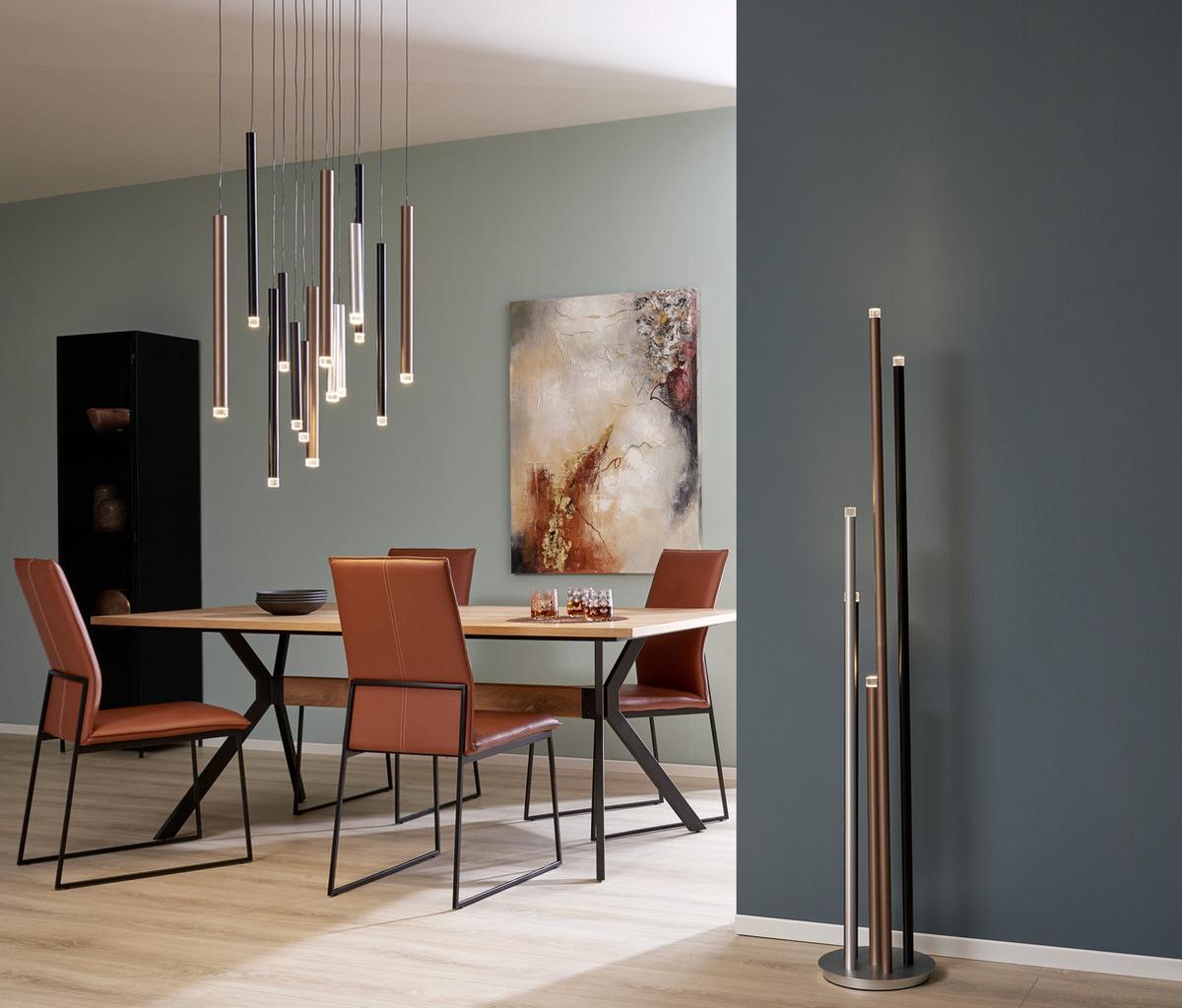 LAMPA WISZĄCA LED G93764/20 CEMBALO - kolor srebrny/czarny, Design, tworzywo sztuczne/metal (70/30/180cm)