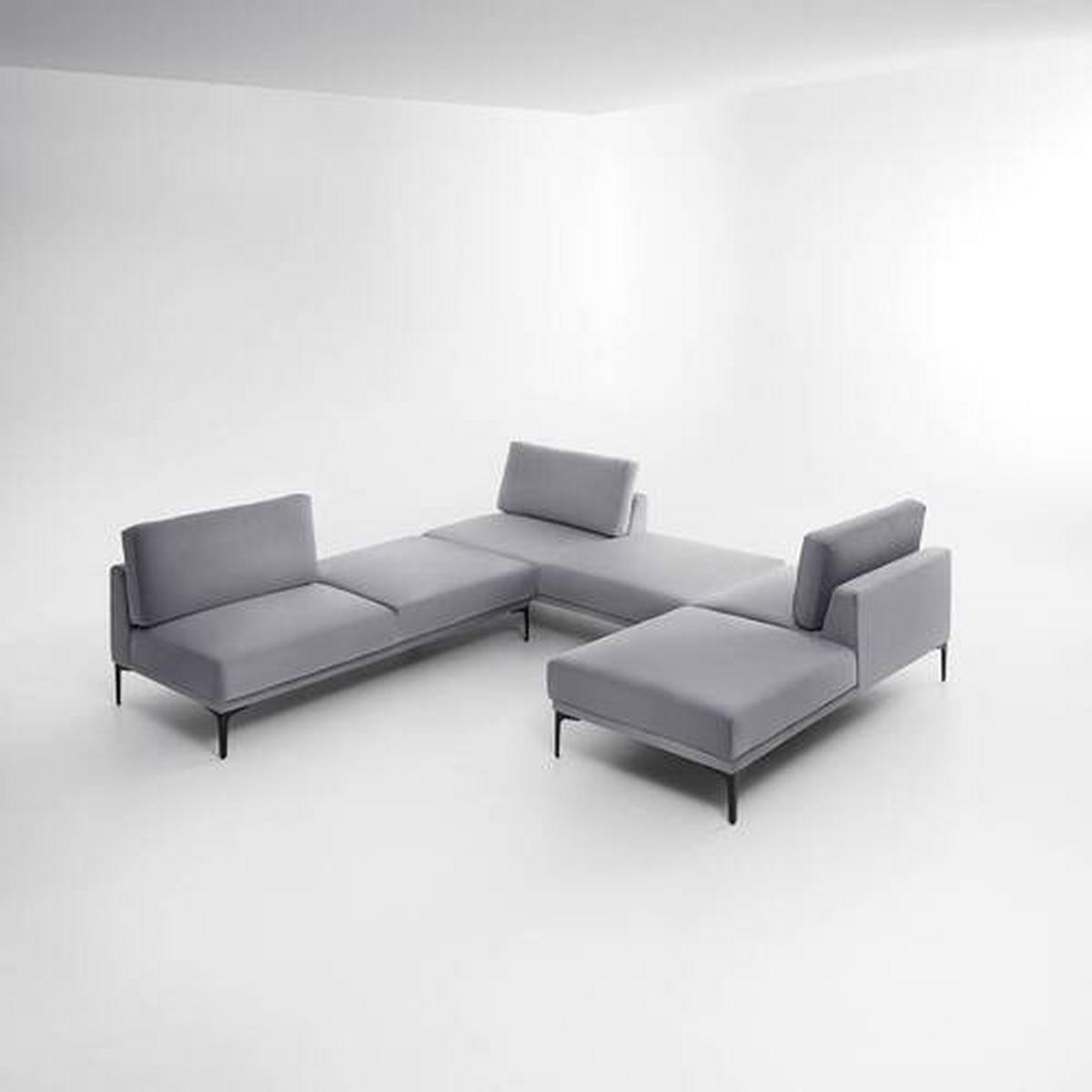 Sofa Tessa Grau Samt - Schwarz/Grau, MODERN, Textil/Metall (180,5/82,5/88,5cm) - Bessagi Home