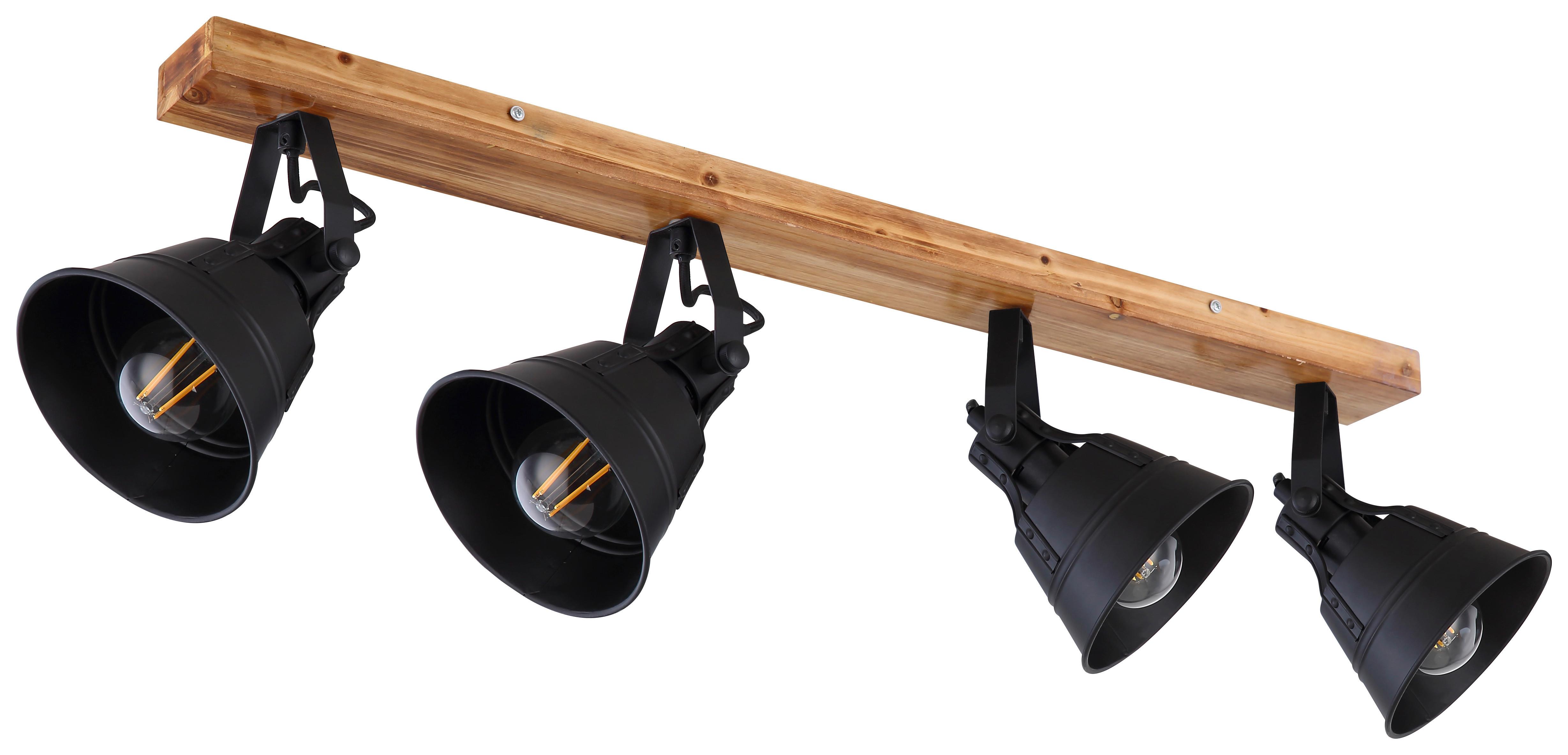 Strahler Günther max. 60 Watt - Goldfarben/Schwarz, Natur, Holz/Metall (82/24cm) - Globo