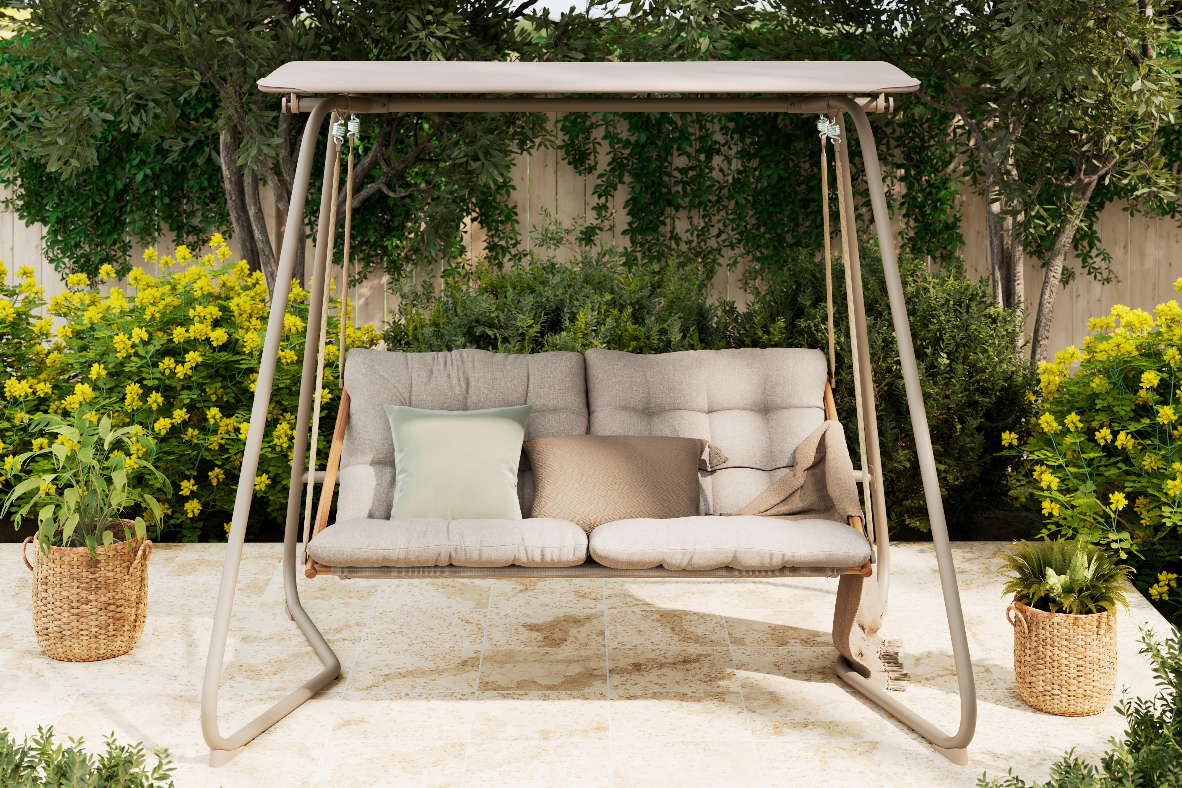 Balansoar Carina - gri deschis/kaki, Modern, metal/textil (214/154/202cm) - Mömax