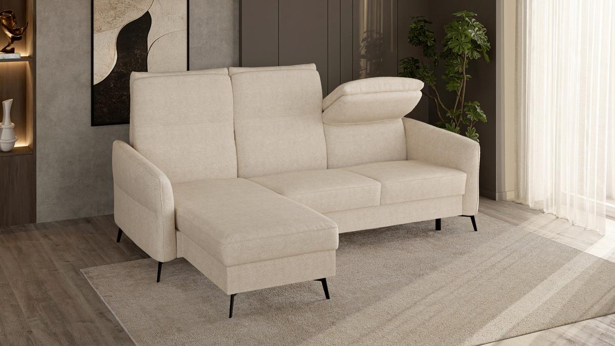 Sarokkanapé Ágyfunkcióval Viva - bézs, Konventionell, faalapú anyag/textil (167/88-109/247cm) - Premium Living